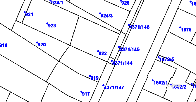 Parcela st. 922 v KÚ Veselí nad Lužnicí, Katastrální mapa