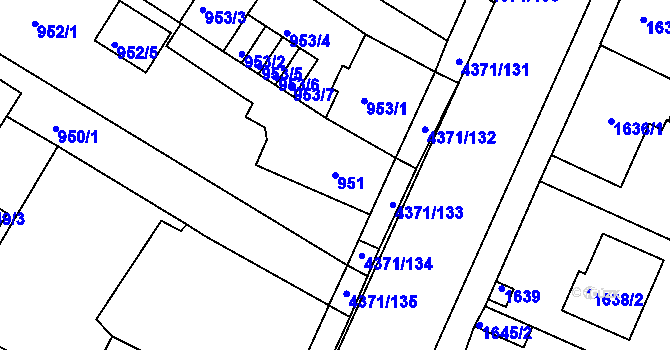 Parcela st. 951 v KÚ Veselí nad Lužnicí, Katastrální mapa
