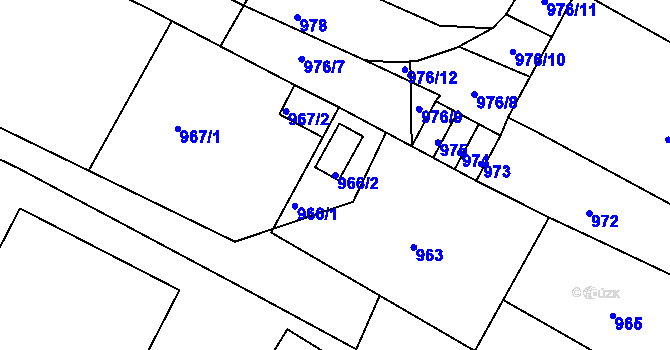 Parcela st. 966/2 v KÚ Veselí nad Lužnicí, Katastrální mapa