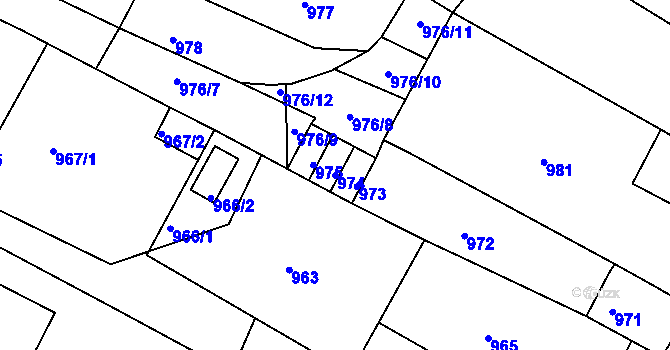 Parcela st. 974 v KÚ Veselí nad Lužnicí, Katastrální mapa