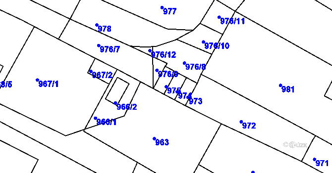 Parcela st. 975 v KÚ Veselí nad Lužnicí, Katastrální mapa