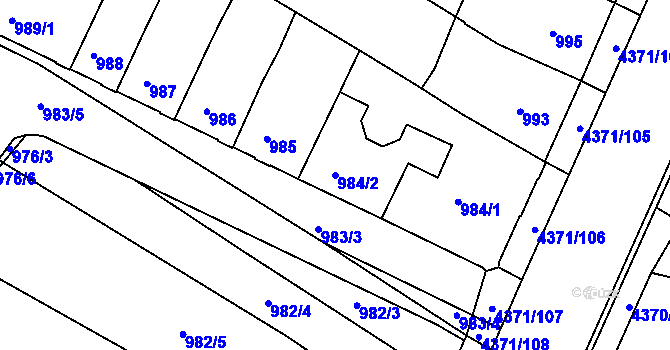 Parcela st. 984/2 v KÚ Veselí nad Lužnicí, Katastrální mapa