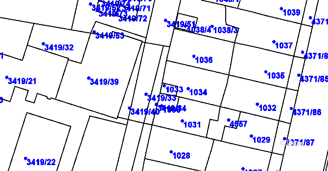 Parcela st. 1033 v KÚ Veselí nad Lužnicí, Katastrální mapa