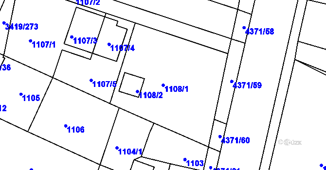 Parcela st. 1108/1 v KÚ Veselí nad Lužnicí, Katastrální mapa