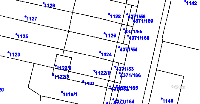 Parcela st. 1124 v KÚ Veselí nad Lužnicí, Katastrální mapa