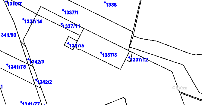 Parcela st. 1337/3 v KÚ Veselí nad Lužnicí, Katastrální mapa