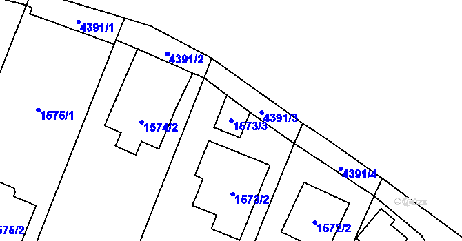 Parcela st. 1573/3 v KÚ Veselí nad Lužnicí, Katastrální mapa