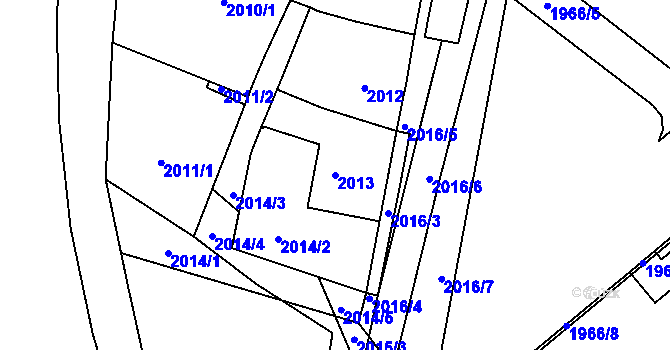Parcela st. 2013 v KÚ Veselí nad Lužnicí, Katastrální mapa
