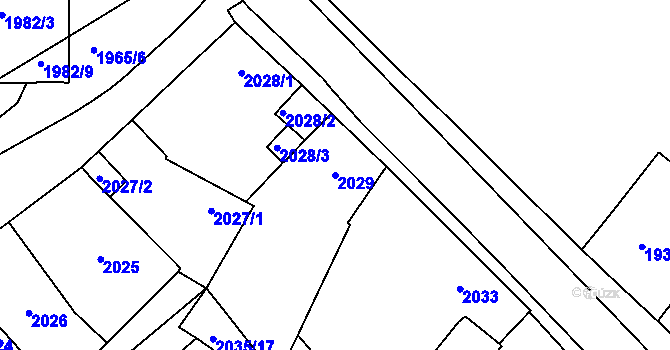 Parcela st. 2029 v KÚ Veselí nad Lužnicí, Katastrální mapa