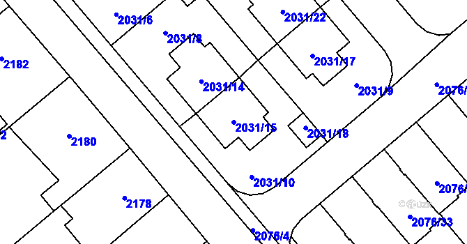 Parcela st. 2031/15 v KÚ Veselí nad Lužnicí, Katastrální mapa