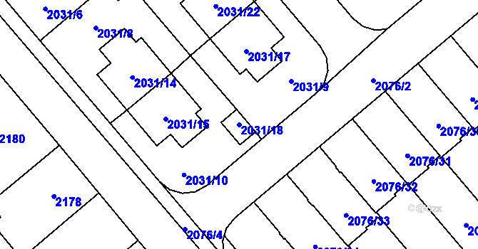 Parcela st. 2031/18 v KÚ Veselí nad Lužnicí, Katastrální mapa