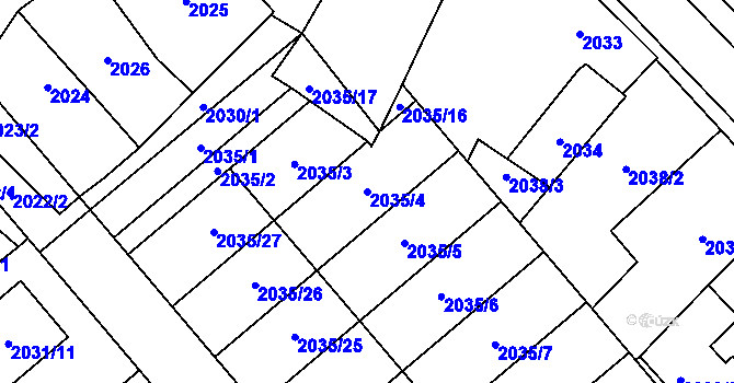 Parcela st. 2035/4 v KÚ Veselí nad Lužnicí, Katastrální mapa