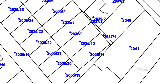 Parcela st. 2035/10 v KÚ Veselí nad Lužnicí, Katastrální mapa