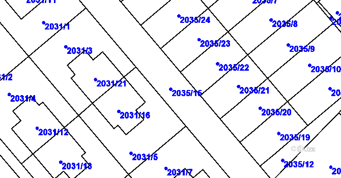 Parcela st. 2035/15 v KÚ Veselí nad Lužnicí, Katastrální mapa