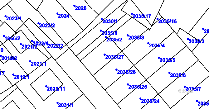 Parcela st. 2035/27 v KÚ Veselí nad Lužnicí, Katastrální mapa