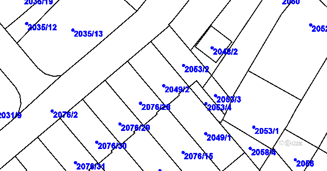 Parcela st. 2049/2 v KÚ Veselí nad Lužnicí, Katastrální mapa