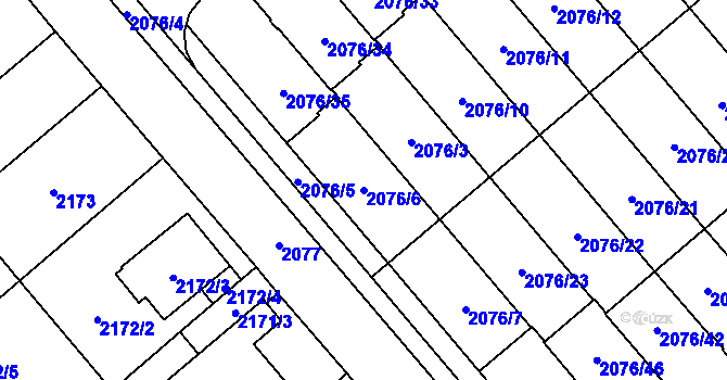 Parcela st. 2076/6 v KÚ Veselí nad Lužnicí, Katastrální mapa