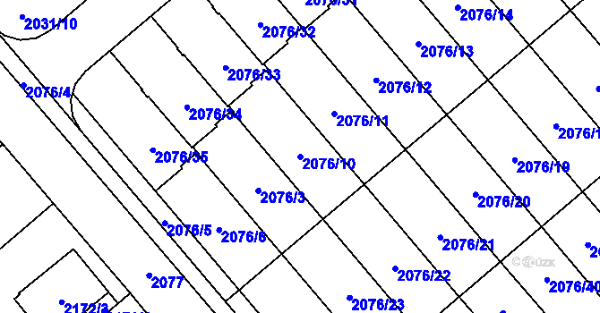 Parcela st. 2076/10 v KÚ Veselí nad Lužnicí, Katastrální mapa