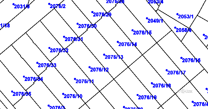 Parcela st. 2076/13 v KÚ Veselí nad Lužnicí, Katastrální mapa