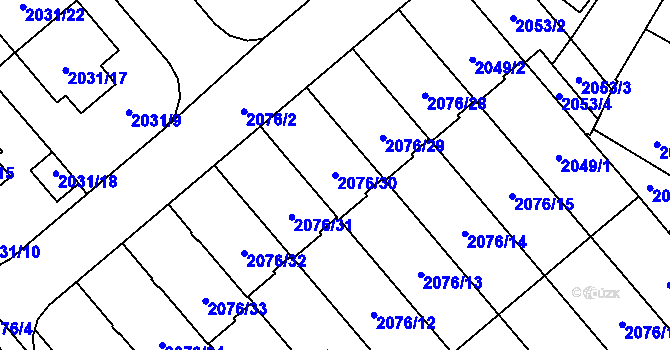 Parcela st. 2076/30 v KÚ Veselí nad Lužnicí, Katastrální mapa