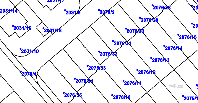 Parcela st. 2076/32 v KÚ Veselí nad Lužnicí, Katastrální mapa