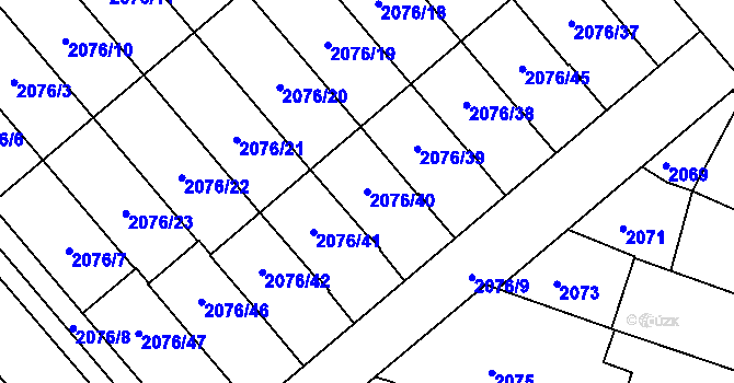 Parcela st. 2076/40 v KÚ Veselí nad Lužnicí, Katastrální mapa