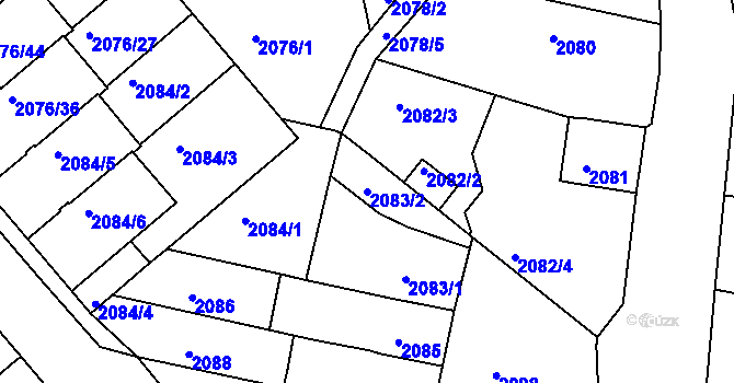 Parcela st. 2083/2 v KÚ Veselí nad Lužnicí, Katastrální mapa