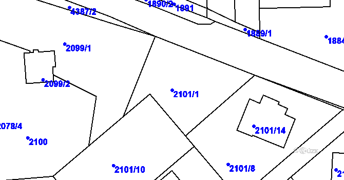 Parcela st. 2101/1 v KÚ Veselí nad Lužnicí, Katastrální mapa