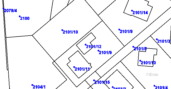 Parcela st. 2101/12 v KÚ Veselí nad Lužnicí, Katastrální mapa
