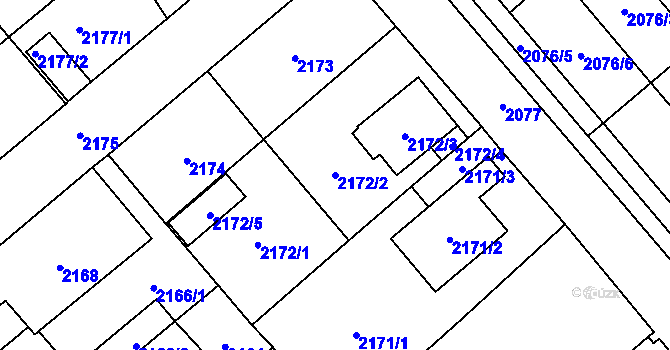 Parcela st. 2172/2 v KÚ Veselí nad Lužnicí, Katastrální mapa