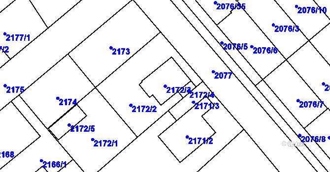 Parcela st. 2172/3 v KÚ Veselí nad Lužnicí, Katastrální mapa