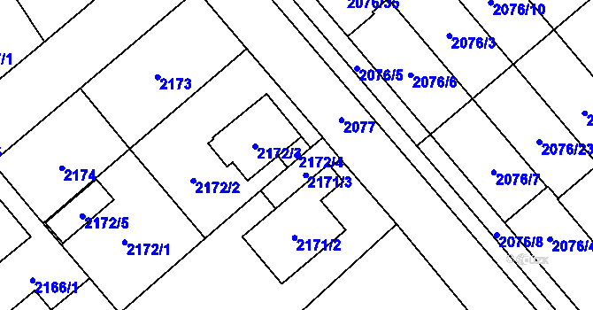 Parcela st. 2172/4 v KÚ Veselí nad Lužnicí, Katastrální mapa