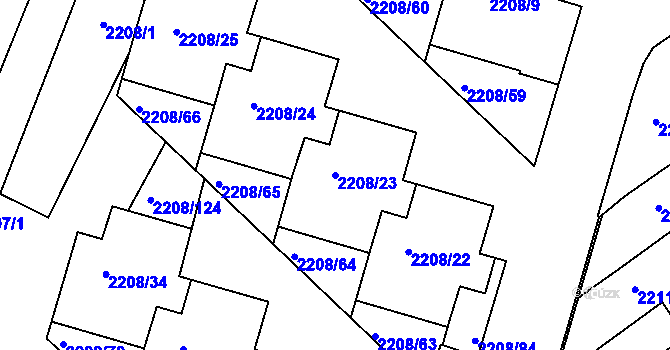 Parcela st. 2208/23 v KÚ Veselí nad Lužnicí, Katastrální mapa