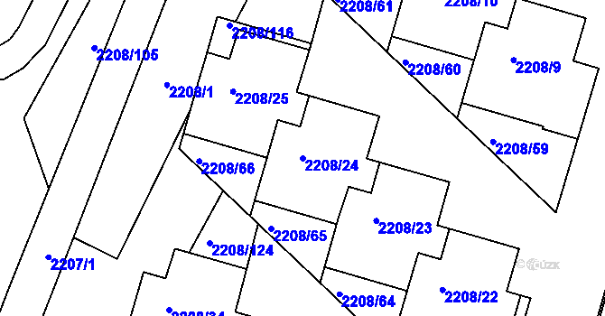 Parcela st. 2208/24 v KÚ Veselí nad Lužnicí, Katastrální mapa