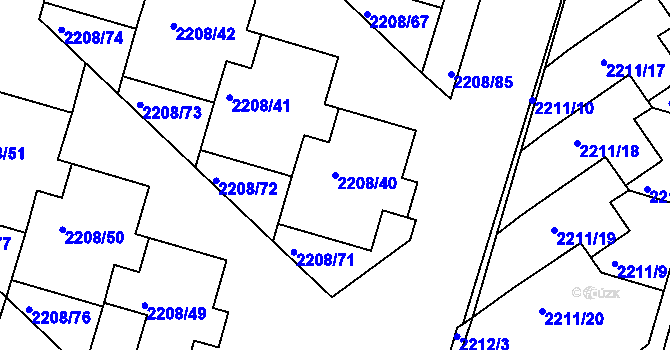 Parcela st. 2208/40 v KÚ Veselí nad Lužnicí, Katastrální mapa