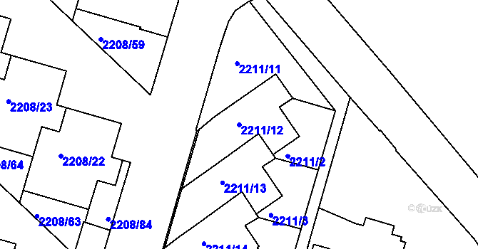 Parcela st. 2211/12 v KÚ Veselí nad Lužnicí, Katastrální mapa
