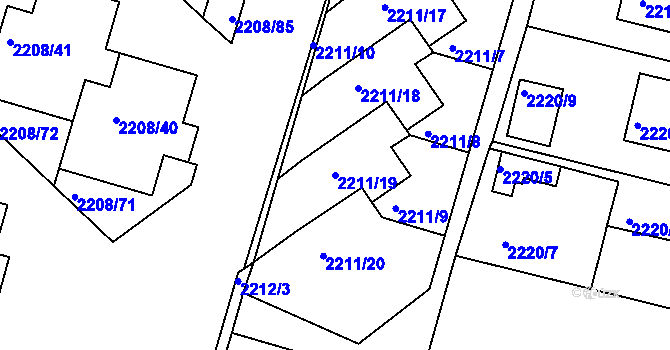 Parcela st. 2211/19 v KÚ Veselí nad Lužnicí, Katastrální mapa