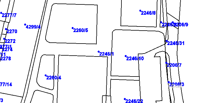 Parcela st. 2246/1 v KÚ Veselí nad Lužnicí, Katastrální mapa