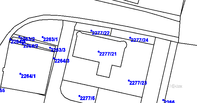 Parcela st. 2277/21 v KÚ Veselí nad Lužnicí, Katastrální mapa