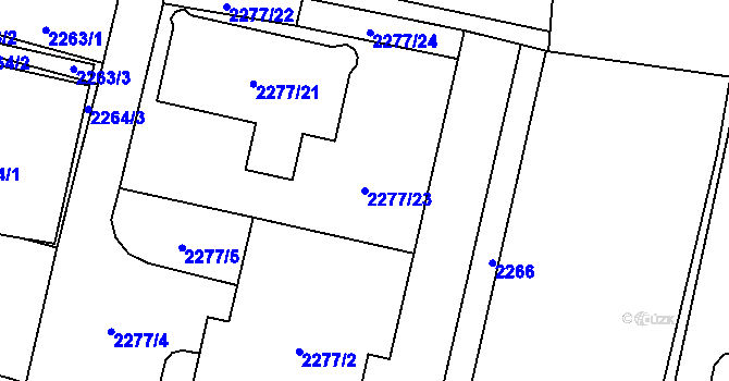 Parcela st. 2277/23 v KÚ Veselí nad Lužnicí, Katastrální mapa