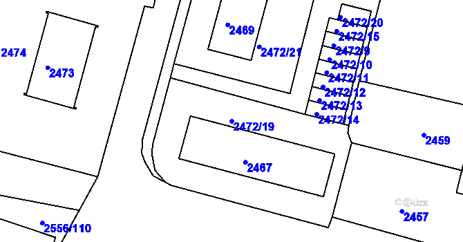 Parcela st. 2472/19 v KÚ Veselí nad Lužnicí, Katastrální mapa