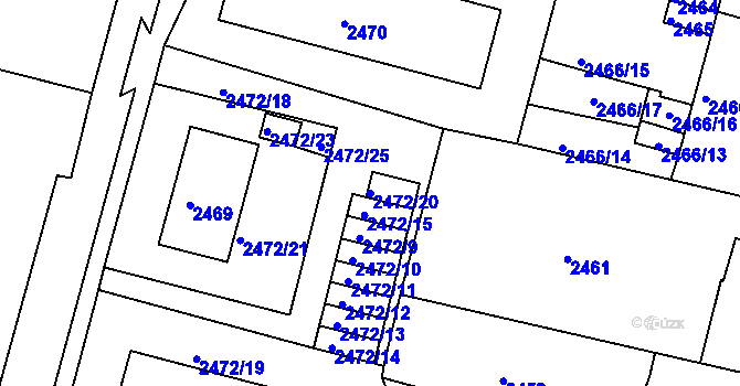 Parcela st. 2472/20 v KÚ Veselí nad Lužnicí, Katastrální mapa