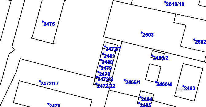 Parcela st. 2481 v KÚ Veselí nad Lužnicí, Katastrální mapa