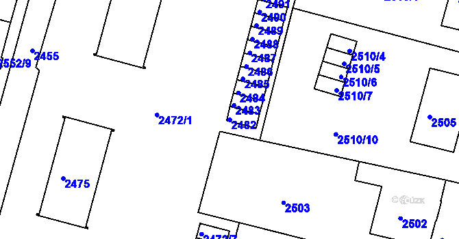 Parcela st. 2482 v KÚ Veselí nad Lužnicí, Katastrální mapa
