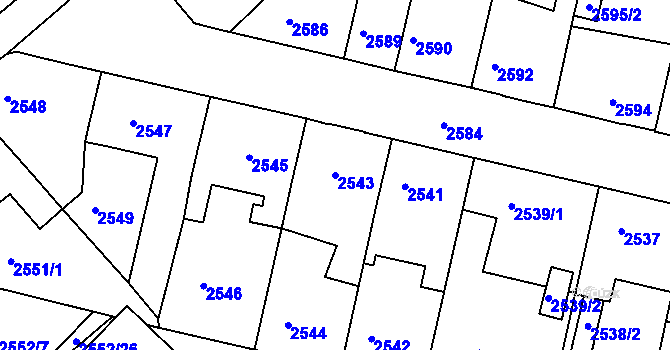 Parcela st. 2543 v KÚ Veselí nad Lužnicí, Katastrální mapa