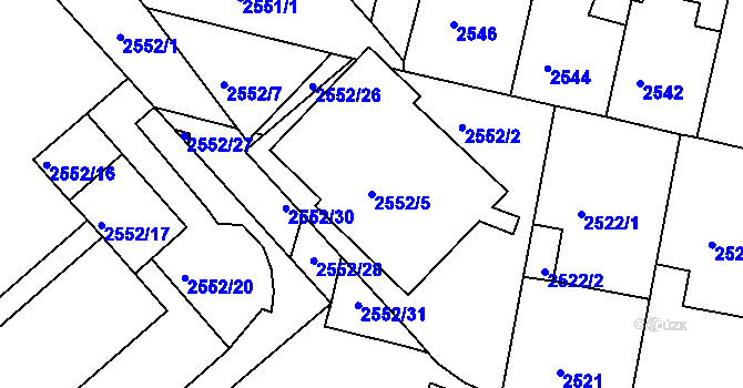 Parcela st. 2552/5 v KÚ Veselí nad Lužnicí, Katastrální mapa