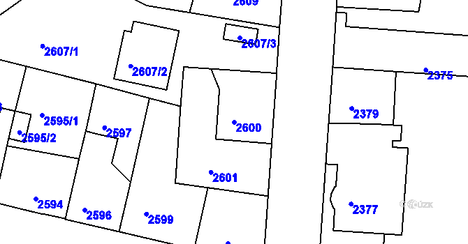 Parcela st. 2600 v KÚ Veselí nad Lužnicí, Katastrální mapa