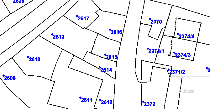 Parcela st. 2615 v KÚ Veselí nad Lužnicí, Katastrální mapa