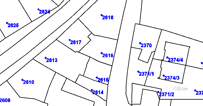 Parcela st. 2616 v KÚ Veselí nad Lužnicí, Katastrální mapa