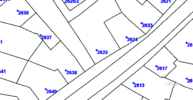Parcela st. 2625 v KÚ Veselí nad Lužnicí, Katastrální mapa